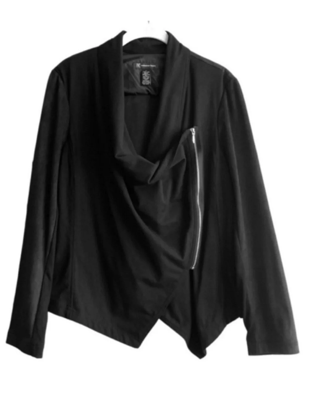 INC International Concepts Faux Suede Moto Blazer Jacket Black Size L